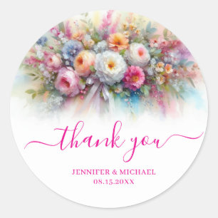 Adesivo Roteiro de Mão Personalizado Agradecimento Floral 