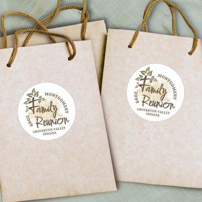 Adesivo Roteiro de Reunião de Família Aquarela Nome da Árv (Criador carregado)