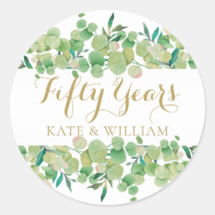 Adesivo Roteiro Dourado Cinquenta Anos de Bodas de Ouro 50