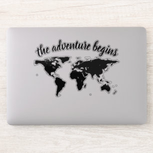 Adesivo Roteiro Elegante a aventura começa no Mapa Mundial