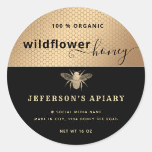 Adesivo Roteiro preto moderno de abelha Honey jar Classic