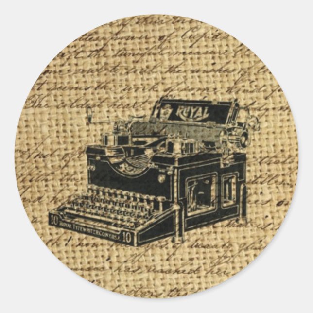 Adesivo roteiros jornalísticos burlap antique tywrite (Frente)