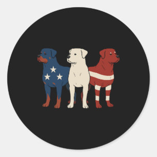 Adesivo Rottweiler 4 de Julho Amante de Cães Homens Bandei
