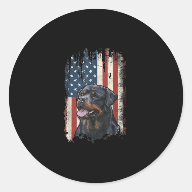 Adesivo rottweiler bandeira americana usa amante patriota  (Frente)