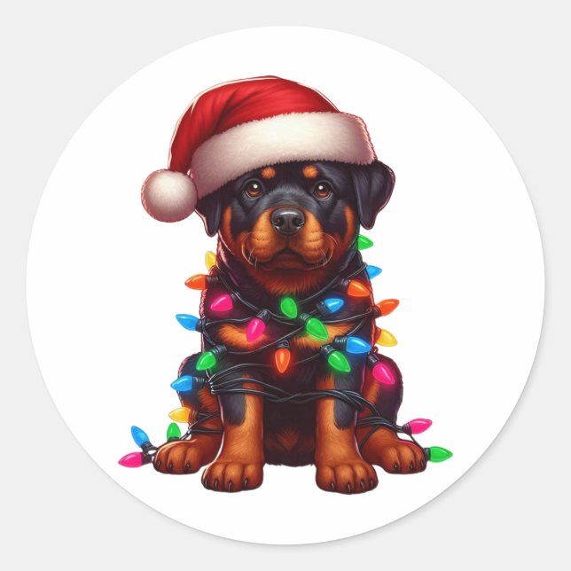 Adesivo Rottweiler de Natal giro (Frente)