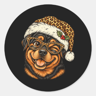 Adesivo Rottweiler engraçado de Natal com chapéu de Papai 