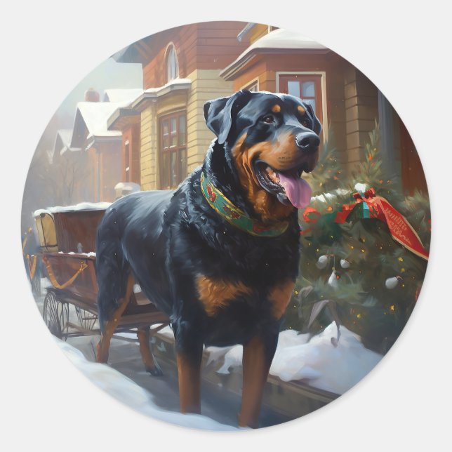 Adesivo Rottweiler Natal Festivo (Frente)