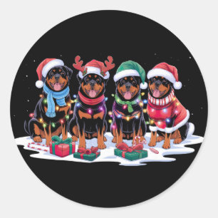 Adesivo Rottweiler Papai Noel chora as luzes de Natal