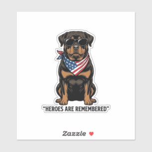 Adesivo Rottweiler Patriótico Cão Herói Design Vintage_1
