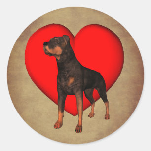 Adesivo Rottweiler Red Heart Dog