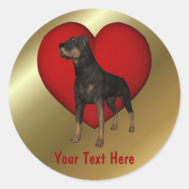 Adesivo Rottweiler Red Heart Dog Sticker (Frente)