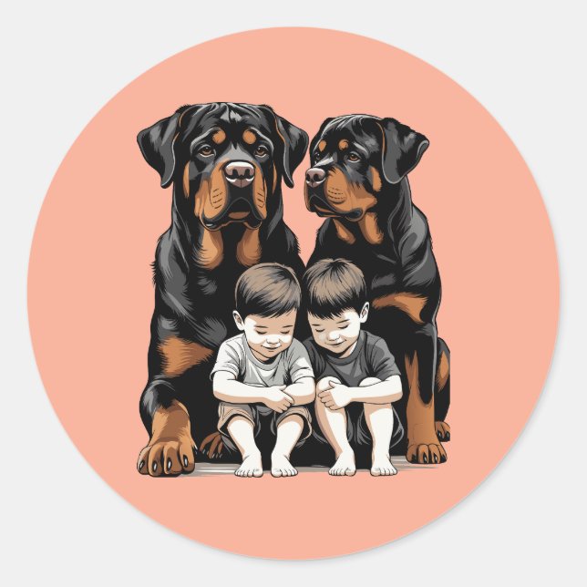 Adesivo Rottweilers As Loyal Guardians Of Kids (Frente)