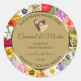 Adesivo Rotulagem Colorida de Beige Floral Rotulagem de Pr