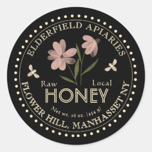 Adesivo Rotulagem de Mel Local Puro e Flor de Aquarela