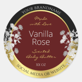 Adesivo Rotulagens Douradas de Produtos Florais de Silver