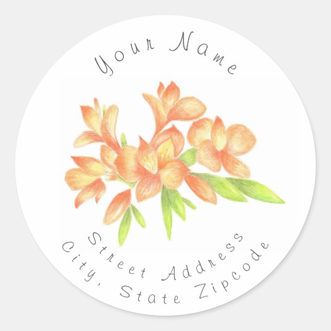 Adesivo Rótulo 'Alstromeria Laranja Amarela' (Frente)