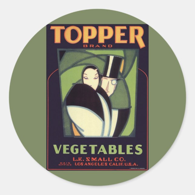 Adesivo Rótulo Antigo de Legumes Topper, Romance Art Déco (Frente)
