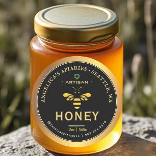 Adesivo Rótulo Artisan Honey com Gradiente Dourado de Abel