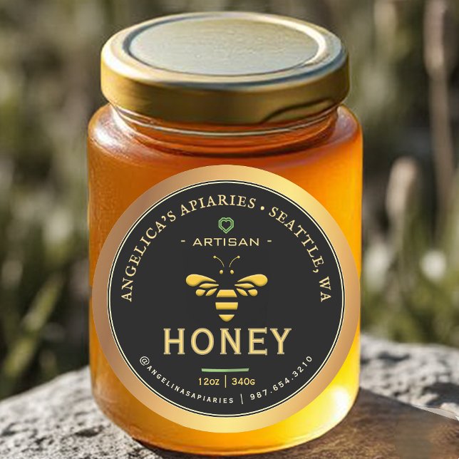 Adesivo Rótulo Artisan Honey com Gradiente Dourado de Abel (Criador carregado)