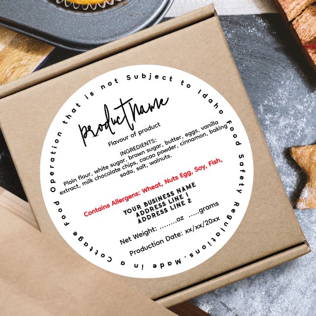 Adesivo Rótulo atualizado da comida de algodão IDAHO (Criador carregado)