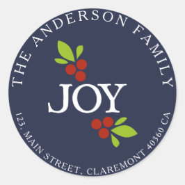 Adesivo Rótulo azul do endereço de Joy