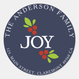 Adesivo Rótulo azul do endereço de Joy