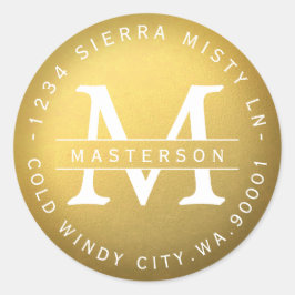 Adesivo Rótulo Circular Dourado do Monograma para Tara