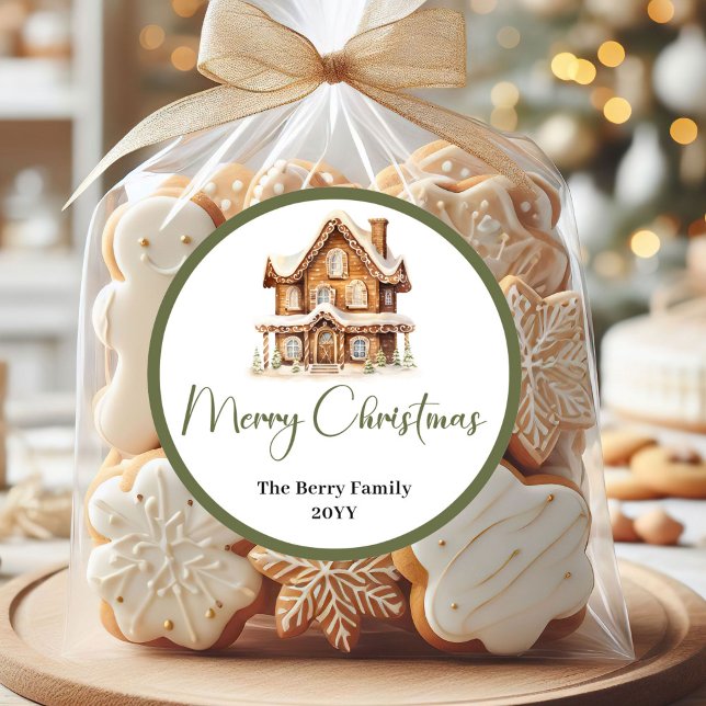Adesivo Rótulo Clássico de Natal Terroso com Nome da Famíl (Classic Earthy Christmas Custom Family Name Label

)