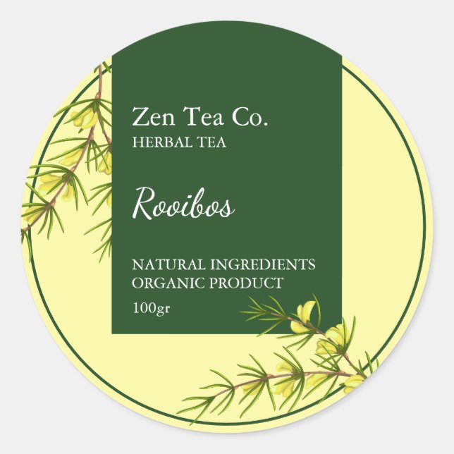 Adesivo Rótulo Comercial de Chá de Ervas Rooibos (Frente)