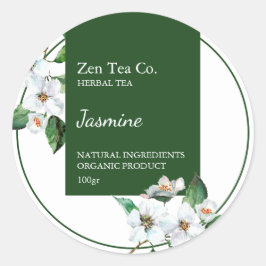 Adesivo Rótulo Comercial de Chá de Jasmim Herbal