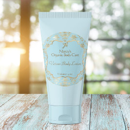 Adesivo Rótulo cosmético 3 para damascos de folha azul cla