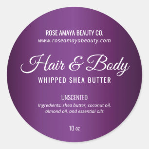 Adesivo Rótulo Cosmético de Bela Manteiga Roxa Elegante