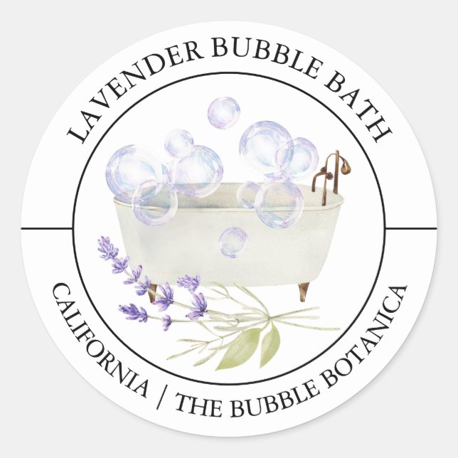Adesivo Rótulo da Banheira da Bolha de lavanda (Frente)
