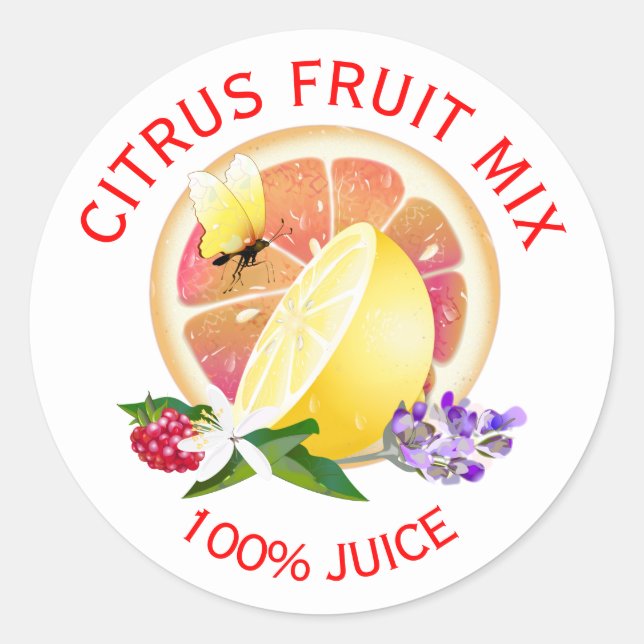 Adesivo Rótulo da garrafa de conservas de Fruta de citrino (Frente)