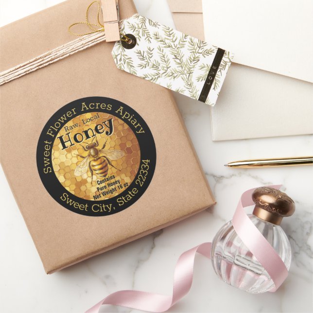Adesivo Rótulo da Garrafa de Mel Preta (Presentear)