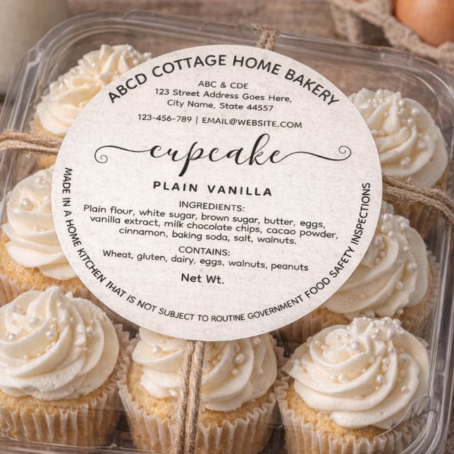 Adesivo Rótulo da Lei da Casa de Bolos de Cupcake Moderna (Criador carregado)