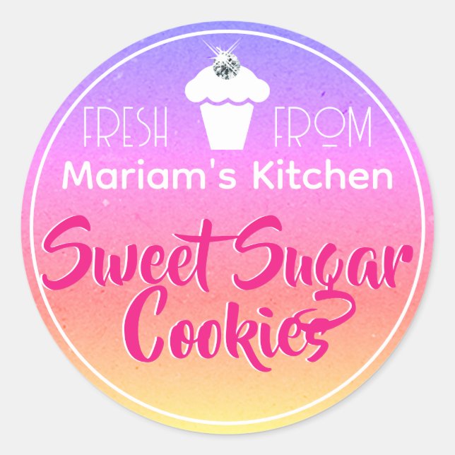 Adesivo Rótulo da massa de bolos Rainbow Ombre Pastel Rhin (Frente)