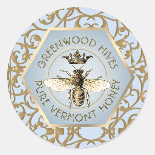 Adesivo Rótulo da tampa de mel da Rainha ornamentado (Frente)