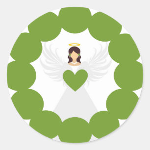 Adesivo Rótulo da Terra do Coração Verde do Anjo Verde do 