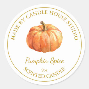 Adesivo Rótulo da Vela da Pumpkin Homemada Dourada Branc