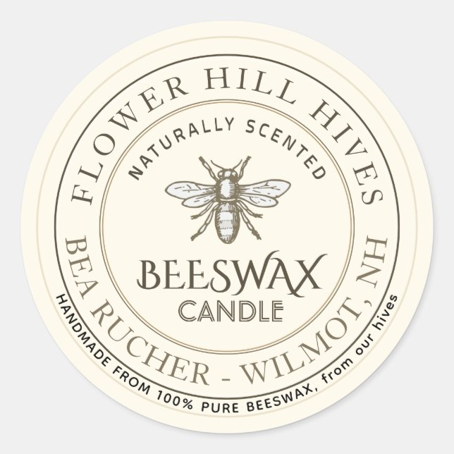 Adesivo Rótulo da Vela Mini Apiary Heraldic Beeswax (Frente)