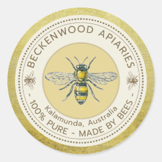 Adesivo Rótulo de Abelhas Amarelas Abejamento Dourado Apiá
