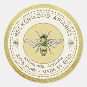 Adesivo Rótulo de Abelhas Amarelas Abejamento Dourado Apiá