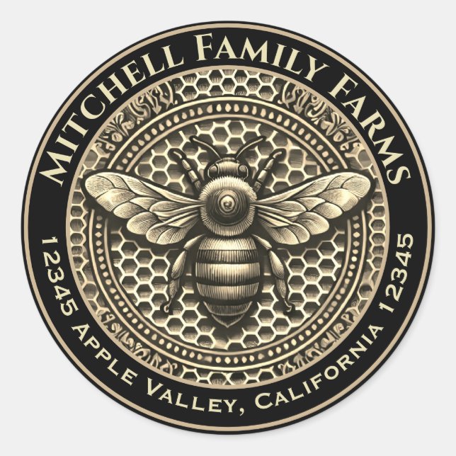 Adesivo Rótulo de Abelhas de Mel (Frente)