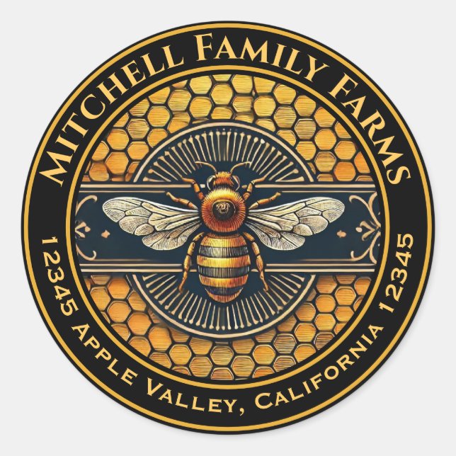 Adesivo Rótulo de Abelhas de Mel (Frente)