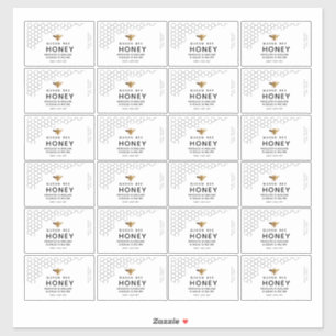 Adesivo Rótulo de Abelhas Mel Transparente de Honeycomb P