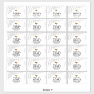 Adesivo Rótulo de Abelhas Mel Transparente de Honeycomb Pr