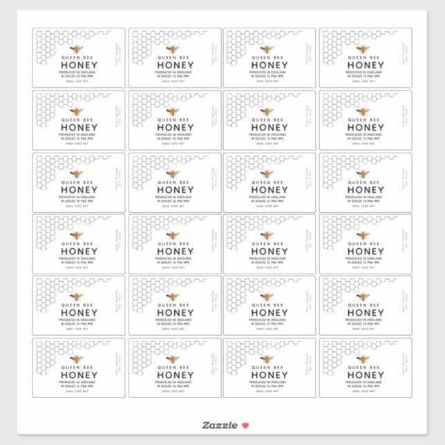 Adesivo Rótulo de Abelhas Mel Transparente de Honeycomb Pr (Folha)