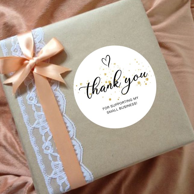 Adesivo Rótulo de Agradecimento Coração Dourado Pequeno Ne (Criador carregado)