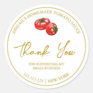 Adesivo Rótulo de Agradecimento de Molho de Tomate Caseiro